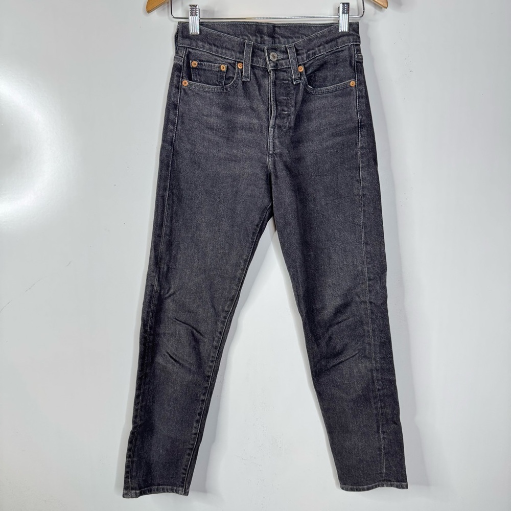 Levi's Washed Black Button Fly‎ Straight Leg Jeans Size 24